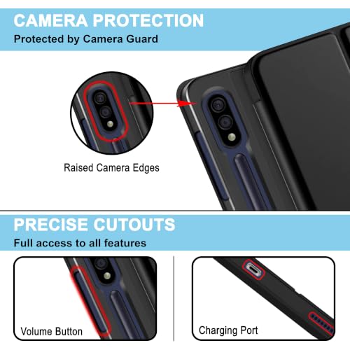 Image of CEDO Smart Case for Samsung Tab S7+ Plus / S8+ Plus (12.4 in) Tri-Fold Flip Folio Cover | Pencil Holder | Auto Wake-Up /Sleep Mode | Multi View Angles Stand TPU Backcover (Black)