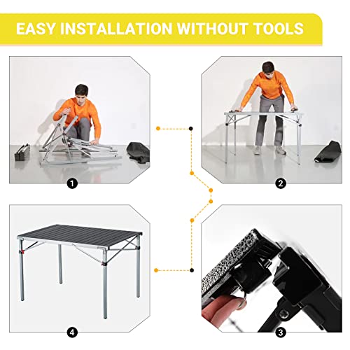 Kingcamp Kc3866_Silverblack-Usvc3 Portable Stable Table For Outdoor Picnic, Camping, Barbecue And Backyard Party, Person, 42.1 × 27.6 × 27.6 Inches, Silver/Black_42.1"X27.6",4-6 Persom #TOP5