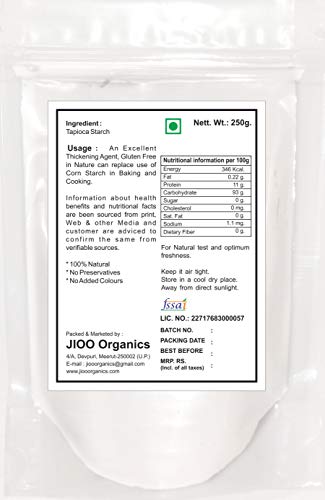 Miniatura 2 de Jioo Organics Polvo de almidón de tapioca, harina de yuca, libre, paquete de 1 (8.82 oz)