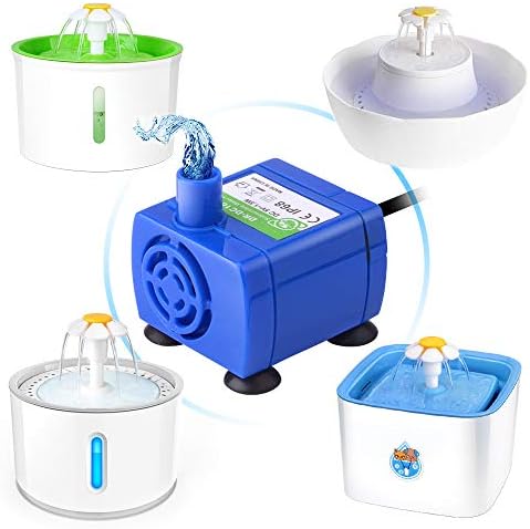Cat Fountain Pump, Replacement Pump for Flower Cat Fountain 1.6L/2.4L/2.5L, Ultra Quiet Electric USB Water Pump DC 1.5W Low Power Consumption Cat Water Fountain Pump 6ft Power Cable+USB Adapter