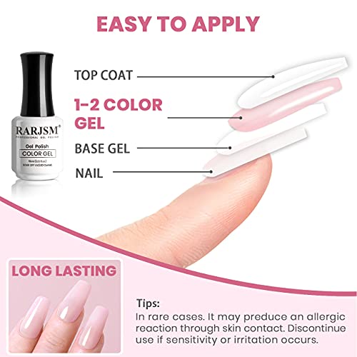 Rarjsm Milky Pink Gel Nail Polish Led Uv Gel Soak Off Transparent Nude Pink Nail Gel Polish Varnish Nail Art Color 15Ml Single Bottle For Diy Home French Manicure #TOP7