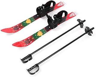 Odoland Kid's Beginner Snow Skis and Poles, Low-Resistant Ski Boards for Age 4