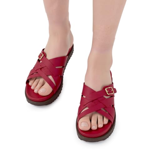 Image of KazarMax Premium Women's Effortless Comfort | Strappy Slide Sandals | Cushioned Footbed | Lightweight | Slip-On Sandals