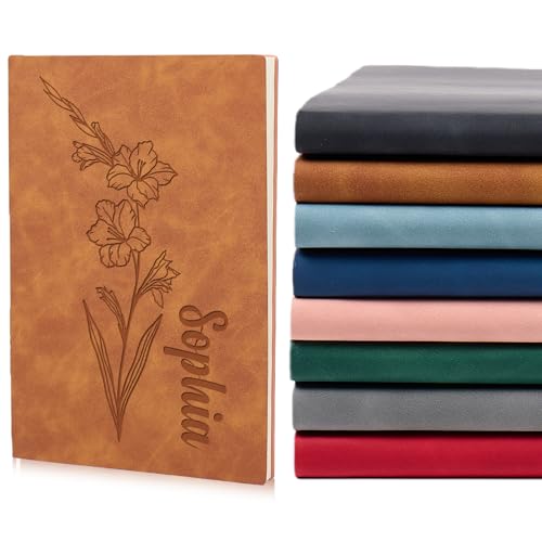 Phinayp Personalized Leather Journal w/Laser Monogrammed, Minimalist Custom Bound Notebook