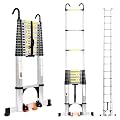 FEETE 19FT Telescoping Ladder,Aluminum Extension Ladder w/Triangle Stabilizers,330lbs Capacity Retractable Ladder,for Home,Outdoor(19FT,Silvery)