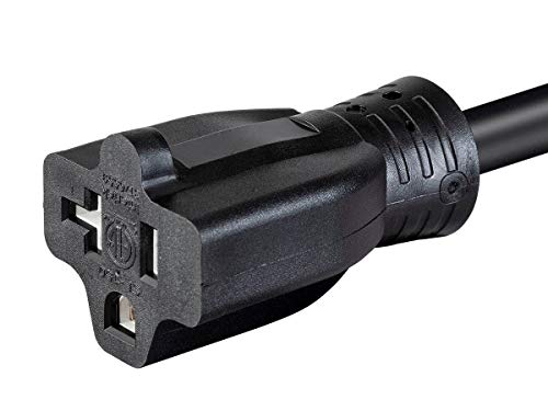 Monoprice Heavy Duty Extension Cord - 2 Feet - Black | Locking Connector - Nema L5-20P To Nema 5-15/20R, 12Awg, 20A, Sjtw, 125V #TOP2