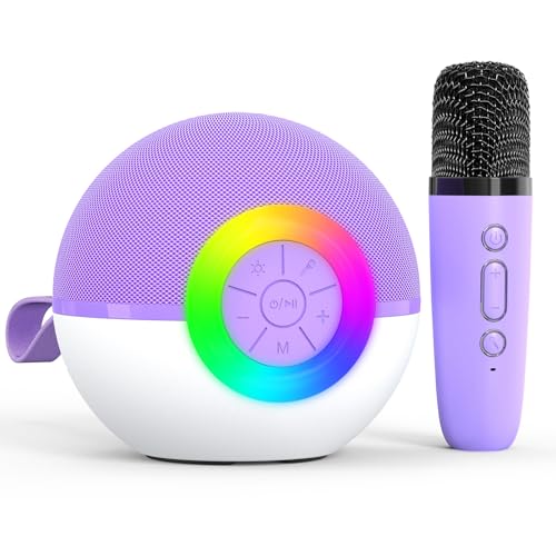 Micrófono De Karaoke Para Niños, Juguete Con Micrófonos Inalámbricos, Micrófono De Karaoke Bluetooth Portátil Regalo Para Niño Niña 3-12 Años Purple-1 Mic