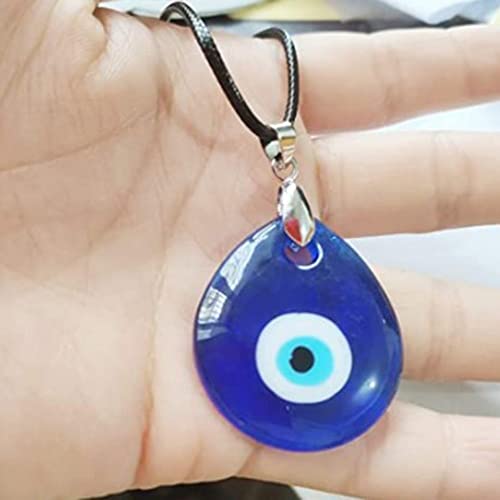 YWMAN Evil Eye Necklace - Blue Turkish Glass Leather Rope Choker - Protection Pendent Necklace Jewelry for Women3