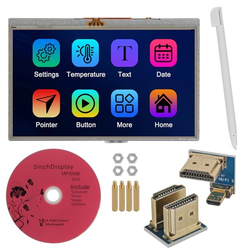 Image of 5-Inch Resistive Touch Screen TFT LCD Display 800x480 HD Resolution Compatible with Raspberry Pi 5 /4 /3 /2B /Zero Banana Pi Jetson Nano Windows 11 /10 /8 /7