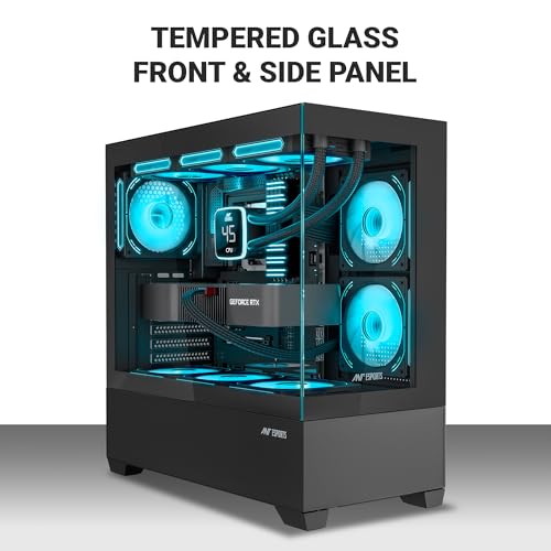 Image of Ant Esports Crystal Z3 Mid-Tower Computer Case /Gaming Cabinet - Black | Support ATX, M-ATX, ITX | Pre-Installed 3 ARGB Fans