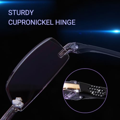 TERAISE Óculos de leitura sem aro Design de corte de diamante de moda Leitores de óculos de lentes c