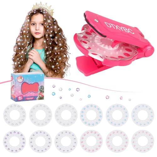 Hair Bedazzler Kit, Hair com agrafador com 180 gemas, máquina de cabelo de diamante, conjunto de brinquedos com brilho para o cabelo, ferramenta de cabelo para crianças, grande caixa de presente para meninas