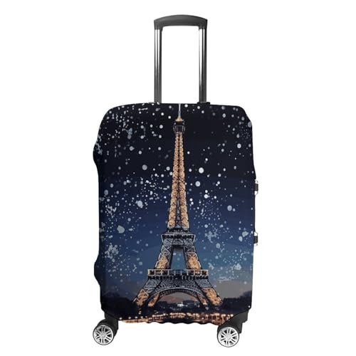 Travel Luggage Cover Elastic Suitcase Protector Anti-Scratch Washable Night Paris Eiffel Tower Luggage Sleeve Tsa Approved Carry on Covers Baggage Cover Fits 18-32 Inch Luggages