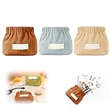 Corduroy Makeup Bag,2025 New Mini Elastic Hair Tie Organizer,Portable Small Pouches Travel Storage Bags Toiletry Purse,Case Accessories for Coin Lipstick (A Set)