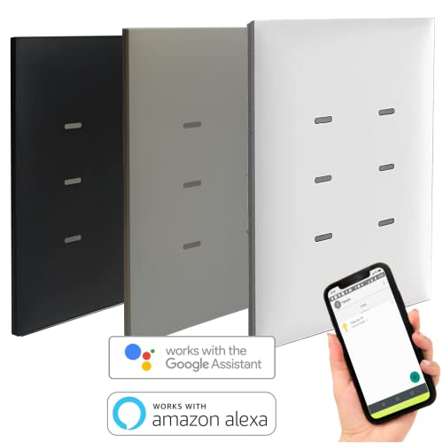 Interruptor inteligente de 6 botões com Wi-Fi - TRR12 - Branco - Funciona com Alexa e Google Home
