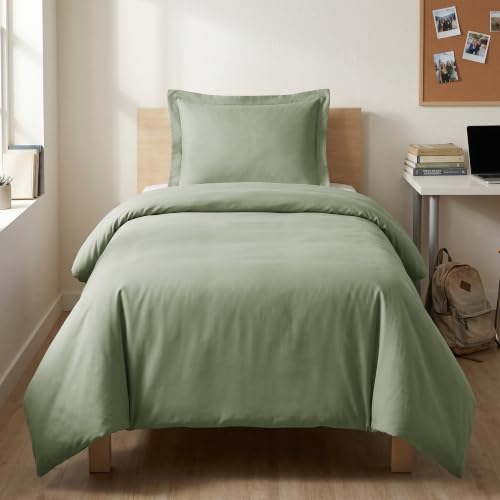 Twin/Twin XL Duvet Cover with 2 Pillow shams with Corner Ties Dark Green
