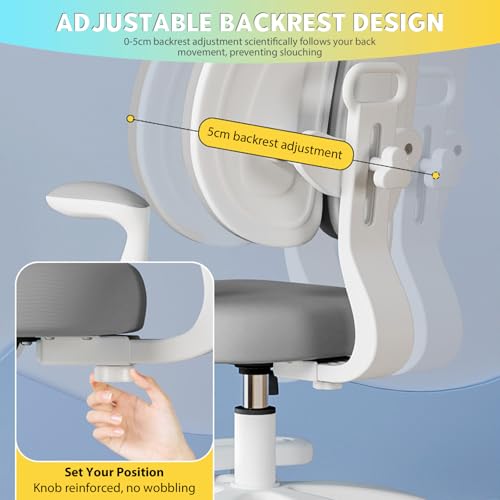 TAZZOR Silla de escritorio infantil, altura ajustable, silla giratoria ergonómica para niñas y niños, cómoda silla de aprendizaje para habitación infantil (modelo de actualización (manillar + pasos - imagen 5