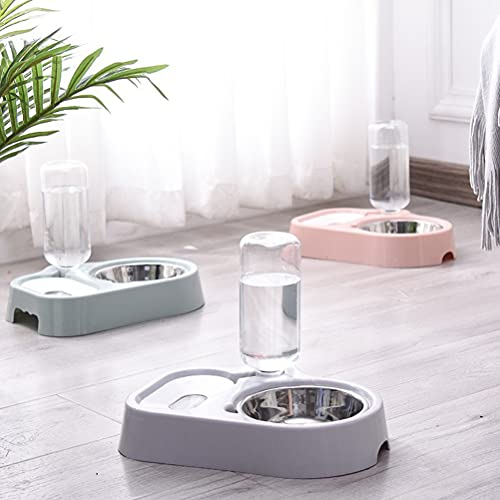 Baluue Pet Double Bowl Automatic Water Feeder and Food Bowl for Cats and Dogs Convenient Dual Use Design Smooth Sturdy and Stylish Home Decor - Thumbnail 2