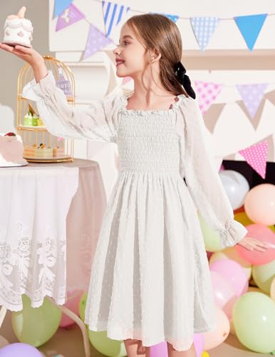Image of Arshiner Girl Tulle Dress Winter Long Sleeve Teen Girls Party Casual Dresses 5-14Y