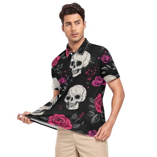 Polo à manches courtes homme motif tête de mort t-shirt col