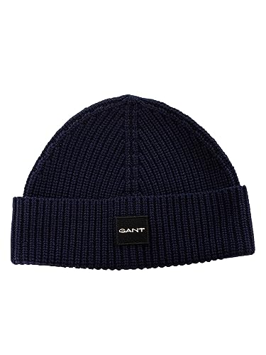 GANT-Herren-Muetze-aus-Baumwollrippenstrick-Blau
