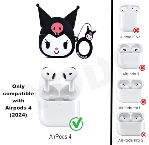Image of YODI Case Cover for Airpods Pro|Pro 2|Airpods Pro 3|Airpods 4 Pouch, Silicone Cases with Cleaner Kit 360 Drop Protection,Shock-Resistant ((Black White Kitty), Airpods 4)