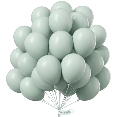 Image of PartyWoo Dusty Green Balloons 50pcs Sage Olive Eucalyptus Green Boho Color