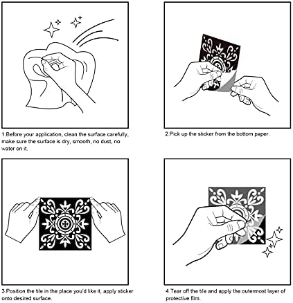 20PCS Mandala Style Decorative Tile Stickers, Giyiprpi Peel and Stick Removable Tiles Wallcovering, Moroccan Wall Floor Tile Backsplash Waterproof Kitchen Bathroom Furniture Staircase Home Decor(106)