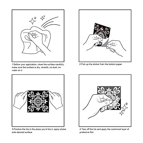 20Pcs Peel And Stick Floor Decorative Tile Stickers, Ulendis Self-Adhesive Removable Wallcovering, Moroccan Wall Floor Tile Backsplash Waterproof Kitchen Bathroom Furniture Staircase Home Decor(195) #TOP6