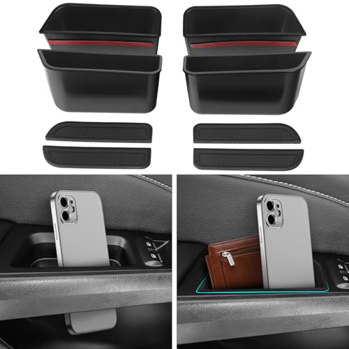 DWKJMYCP 4PCS Door Side Storage Box for Ford Fusion 2013 2014 2015 2016 2017 2018 2019 2020 Front and Rear Accessories Phone Holder Door Grab Handle Pocket Storage Organizer ABS Plastic, Black Mat