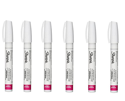 Sharpie Oil-Based Paint Marker, Medium Point, White Ink, Pack of 6