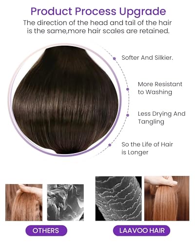 Image of LaaVoo 26 Inch Tape in Hair Extensions Human Hair 65g Tape in Extensions Human Hair Dark Brown #2 Brown Hair Extensions Real Human Hair 20pcs