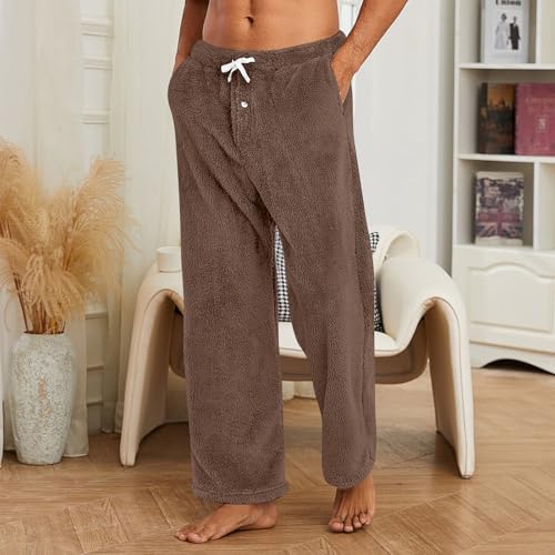 DuDubaby Fuzzy Pajama Pants Mens Elastic Waist Drawstring Wide Leg High Waisted Comfys Fit Baggy Sweatpants for Men Athletic4