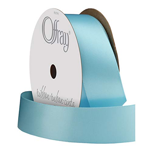 Image of Berwick Offray 360156 7 /8 inch Wide Single Face Satin Ribbon, Ocean Blue, 6 Yds
