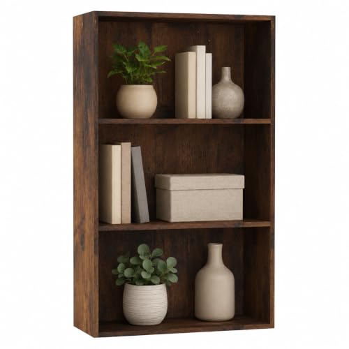 Image of URBNLIVING Wide Wooden Bookcase Storage Shelf Unit, 3 Tier or 4 Tier Display Shelving Cabinet for Living Room, Dining Room, Bedroom & Home Office