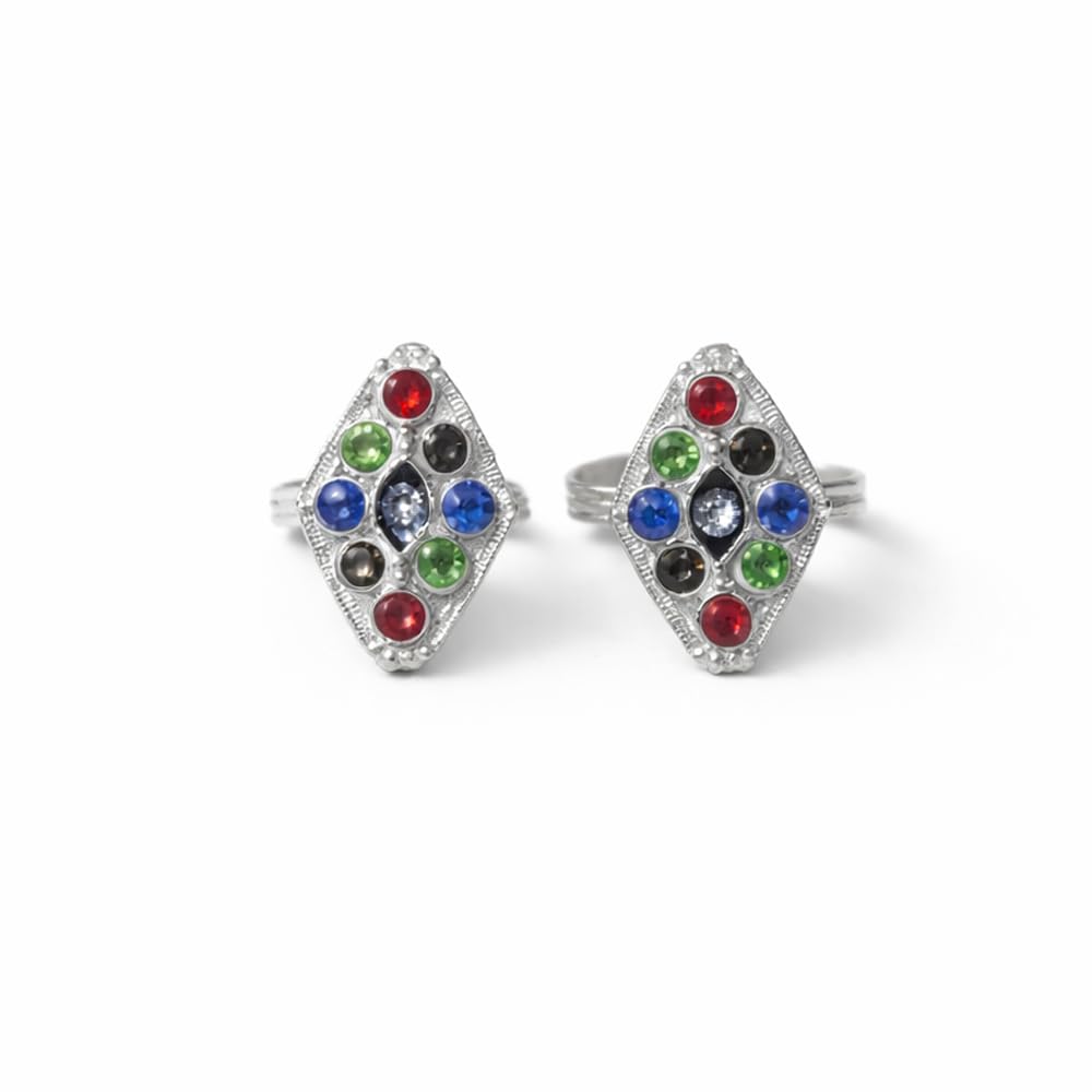 anuradha Plus Jewellery latest silver finish multi stone stud Adjustable Bichhiya/Feet accessories/leg finger rings/Bichudi/Jodvi/ 1 Pair for women.-picture-10
