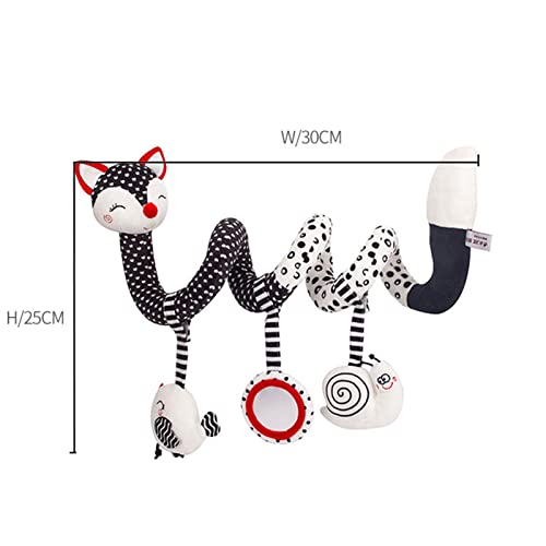 Brinquedos de atividade em espiral, brinquedo brincalhão de carrinho de raposa preto e branco para e