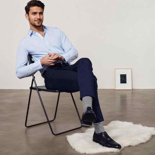 COUVER Men's Cotton Luxury Colorful Striped Casual Crew Dress Socks, Size 8 to 133