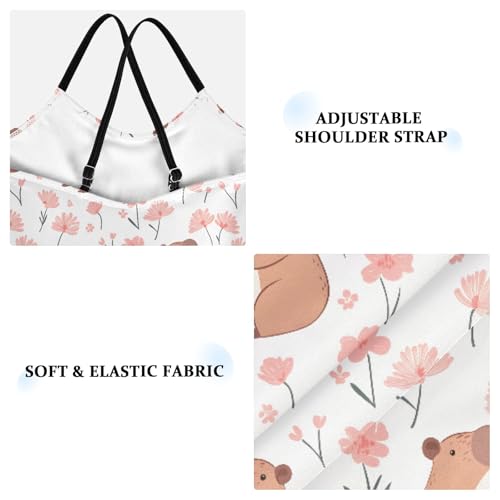 senya Girls Swimsuits One-Piece Swimwear Tie Bathing Suit Beach Summer Round Neck 9-10T Capibara Pattern3