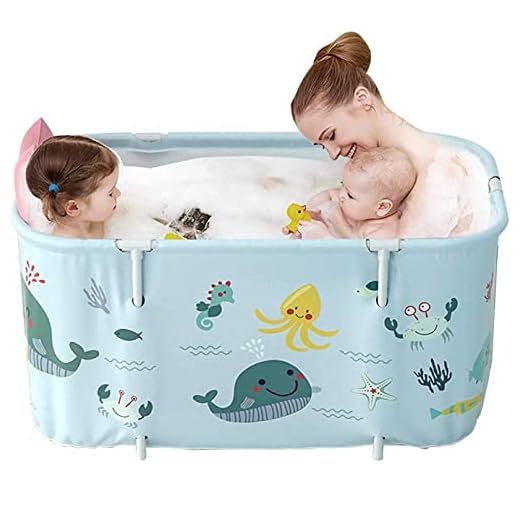 Bärbart badkar, hopfällbart badkar, badtunna plast spa badpool, extra stort mobilt badkar för vuxna och barn 120 cm, blå