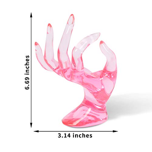 Di Qiu Ren Hand Form Ring Holder Jewelry Display Holder, Pink Room Decor Aesthetic Bracelet Ring Watch Stand Support Holder Preppy Jewelry Holder For Y2K Room Decor (Pink) #TOP1
