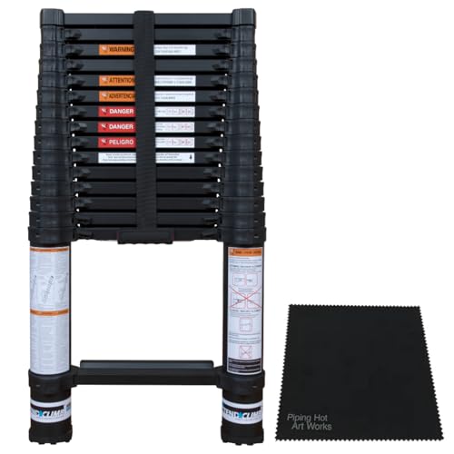 Xtend & Climb Contractor Series 155+/300 Telescoping Ladder 15.5 Ft Extension 300 lbs Load Capacity ANSI Type 1A Certified Aluminum Ladder - Includes Fiber Cloth