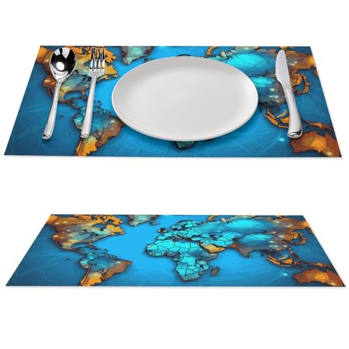 Set de table mappemonde PVC résistant chaleur et dessous de plat lavable