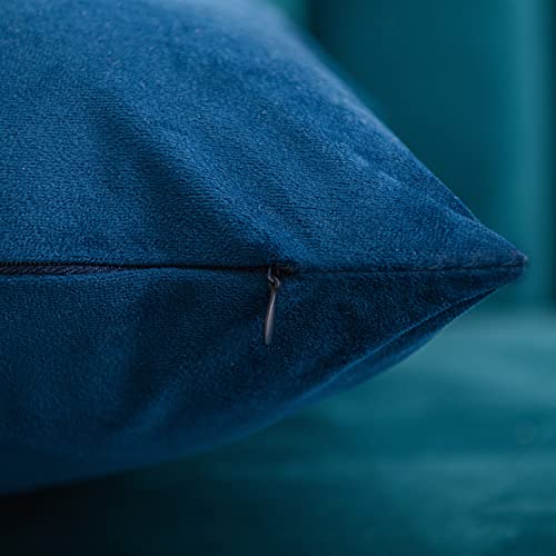 Dezene Midnight Blue Throw Pillow Covers 2 Pack 18 X 18 Inch Cozy Soft Velvet Square Decorative Pillow Cases, Lumbar Toss Pillow Shams, Euro Cushion Covers For Farmhouse, Couch, Sofa, Bed #TOP1