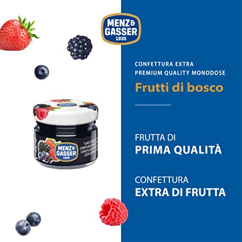 Menz&Gasser Konfitüre Extra aus Beeren Einzeldosis Premium Qualität, mit hochwertigen Früchten, 100% Made in Italy, 48 Gläser x 28 g