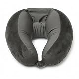 Hit Notion Fly Right Travel Neck Pillow - U-Shaped Head & Neck Support for Airplane, Car & Train, Soft Lightweight Cotton-Blend, Machine Washable, Grey