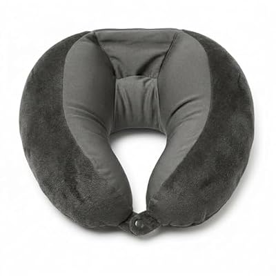 Hit Notion Fly Right Travel Neck Pillow - U-Shaped Head & Neck Support for Airplane, Car & Train, Soft Lightweight Cotton-Blend, Machine Washable, Grey