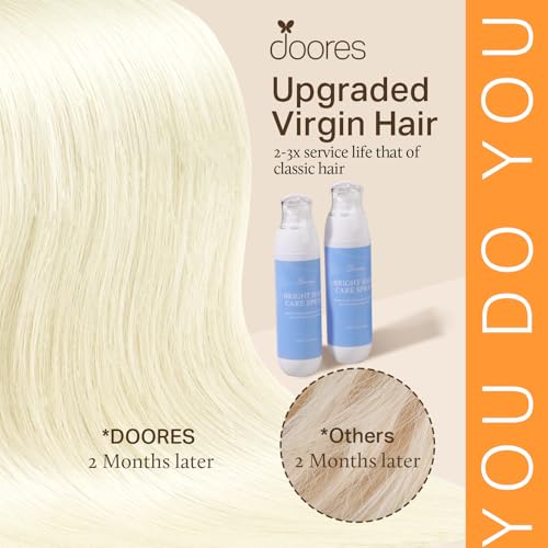 Image of DOORES Human Hair Extensions, Light Blonde Clip in Hair Extensions 20 Inch 120g 7pcs, Natural Thick Weft for Women Straight Weft Gift