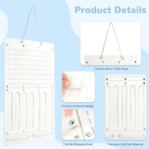 Image of HASTHIP Felt Hanging Earrings Organizer Hair Bows Clips Hair Accessory Organiser, Multifunction Jewelry Display Rack with Earring Holder Panel, Necklace Hooks and Sunglass Slots for Door Wall Closet