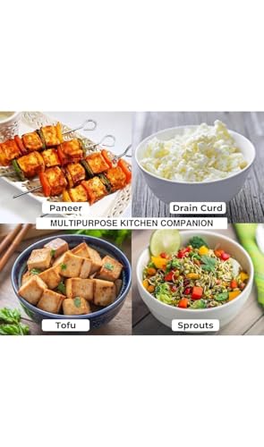 Image of Expresso Paneer Maker Steel - Paneer Maker Mould Press with Round Strainer | Stainless Steel Paneer and Tofu Making Machine | Fresh Paneer /Tofu /Sprout Press Mould for Kitchen Use (350 ML)